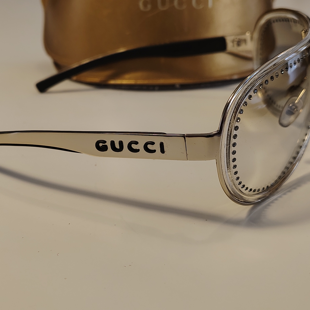 Vintage GUCCI Crystal-Trim Aviator Sunglasses - Picture 3 of 5